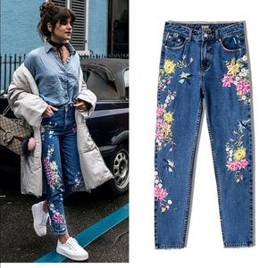 Women denim pants straight